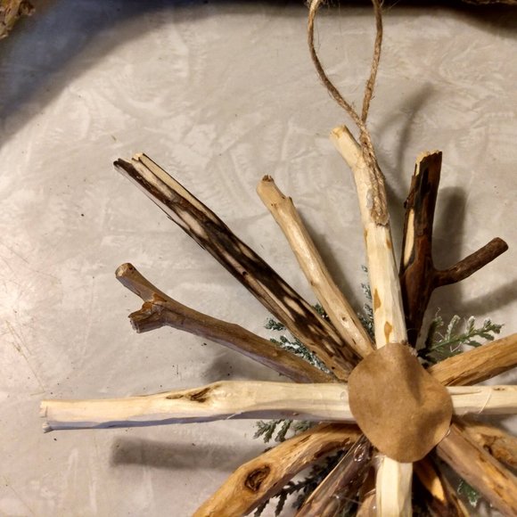Handmade Rustic Real Wood Sticks Twigs Tree Topper  or Hanging Ornament - Picture 6 of 8